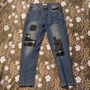 Trendy Patchwork Straight Leg Jeans